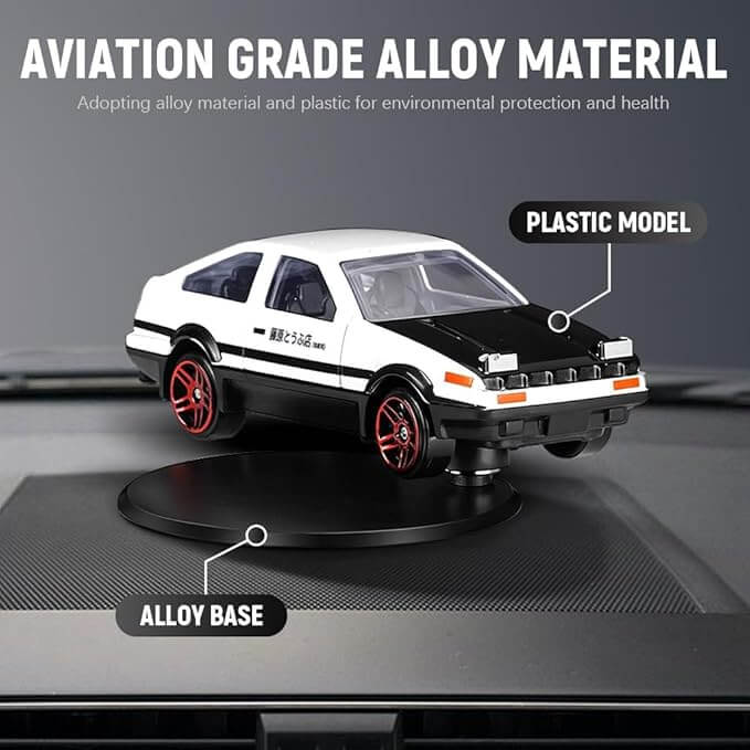 Mini AE86 Drifting Car Model | 2.95" Alloy Initial D-Inspired Dashboard Decor | Self-Adhesive Base | Desk, Room & Car Display Gift