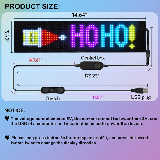 Car LED Matrix Panel – Programmable Scrolling Display for Text, Images & Animations