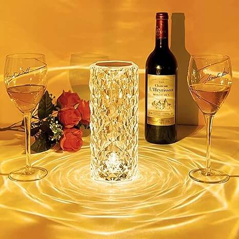 16-Color Changing Crystal Diamond Table Lamp – USB Rechargeable Touch Bedside Lamp with Remote, Astronaut Projector Night Light for Bedroom & Home Decor