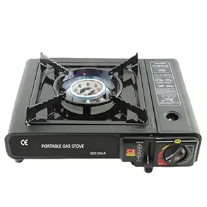 Portable Camping Gas Stove with Carrying Case – Butane-Powered Outdoor Cooking Burner for Hiking, Trekking & Travel – 3000W Stainless Steel Single Burner (Black, 34x26x7.5 cm)