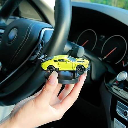 Rotating Dashboard Drift Car Display Stand – Lime Green | Motion-Activated Spinning Car Toy for Interior Decor & Collectibles