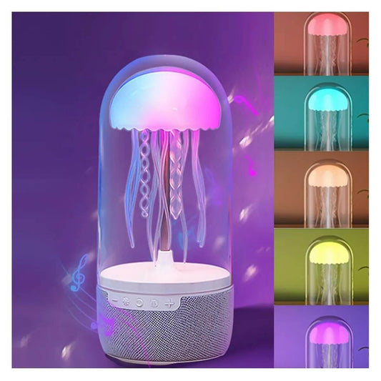 Jellyfish Lava Lamp Bluetooth Speaker with Clock – LED Mood Light Aquarium Lamp with Realistic Movement, Stereo Sound & Deep Bass, USB Rechargeable, Perfect for Gifts & Decor