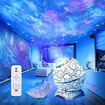 Dinosaur Egg Galaxy Star Projector with Bluetooth Speaker, White Noise Machine, Timer & Remote – LED Night Light for Kids & Adults Bedroom Decor