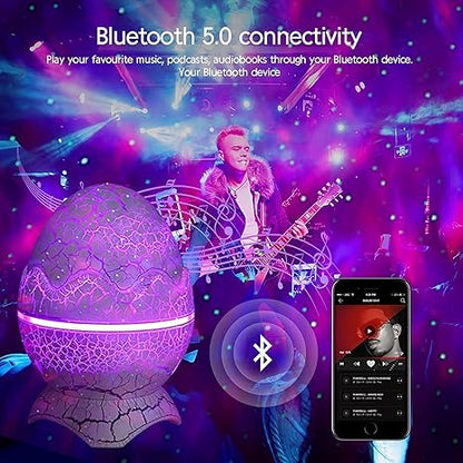 Dinosaur Egg Galaxy Star Projector with Bluetooth Speaker, White Noise Machine, Timer & Remote – LED Night Light for Kids & Adults Bedroom Decor