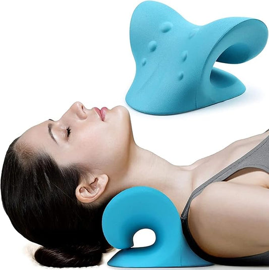 Neck Stretcher & Cervical Traction Pillow – Memory Foam Neck and Shoulder Relaxer for Pain Relief, Spine Alignment, Posture Correction & Muscle Stiffness Relief
