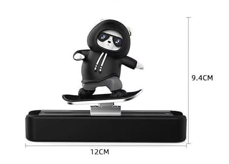 Skateboard Teddy Bear Car Dashboard Ornament – Cute Sliding Bear Decoration for Car, Home & Office (Black)