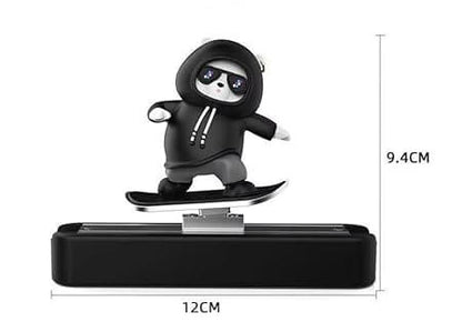 Skateboard Teddy Bear Car Dashboard Ornament – Cute Sliding Bear Decoration for Car, Home & Office (Black)