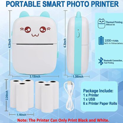 Mini Portable Thermal Printer – Wireless Bluetooth Inkless Printer