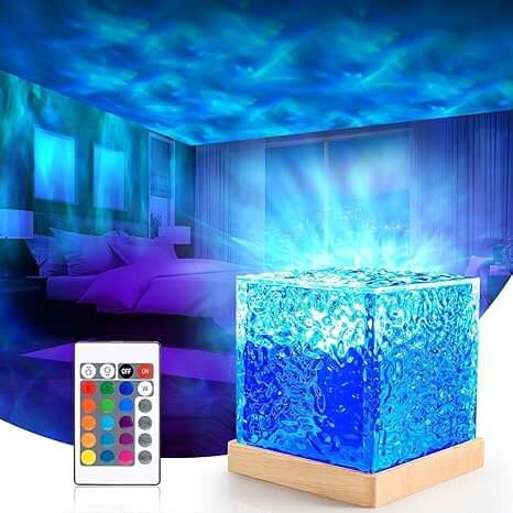 Ocean Wave & Aurora Night Light Projector – LED Northern Lights Lamp with Remote | Sunset Projection & Room Decor Light