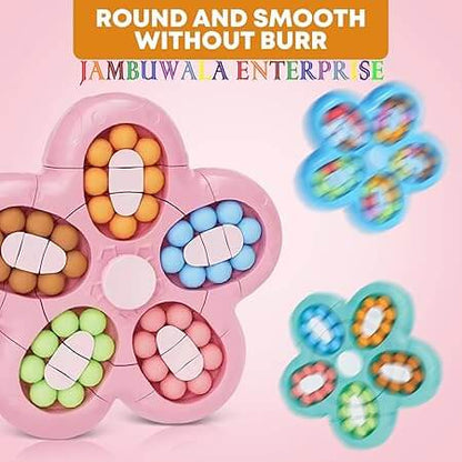 Magic Bean Rotating Cube Toy – Finger Puzzle Spinner for Kids (Age 3+), Rose Pink