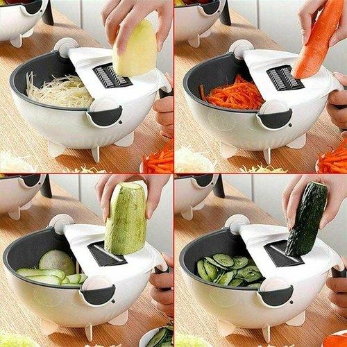 Vegetable Cutter with Drain Basket – Multi-Functional Manual Slicer